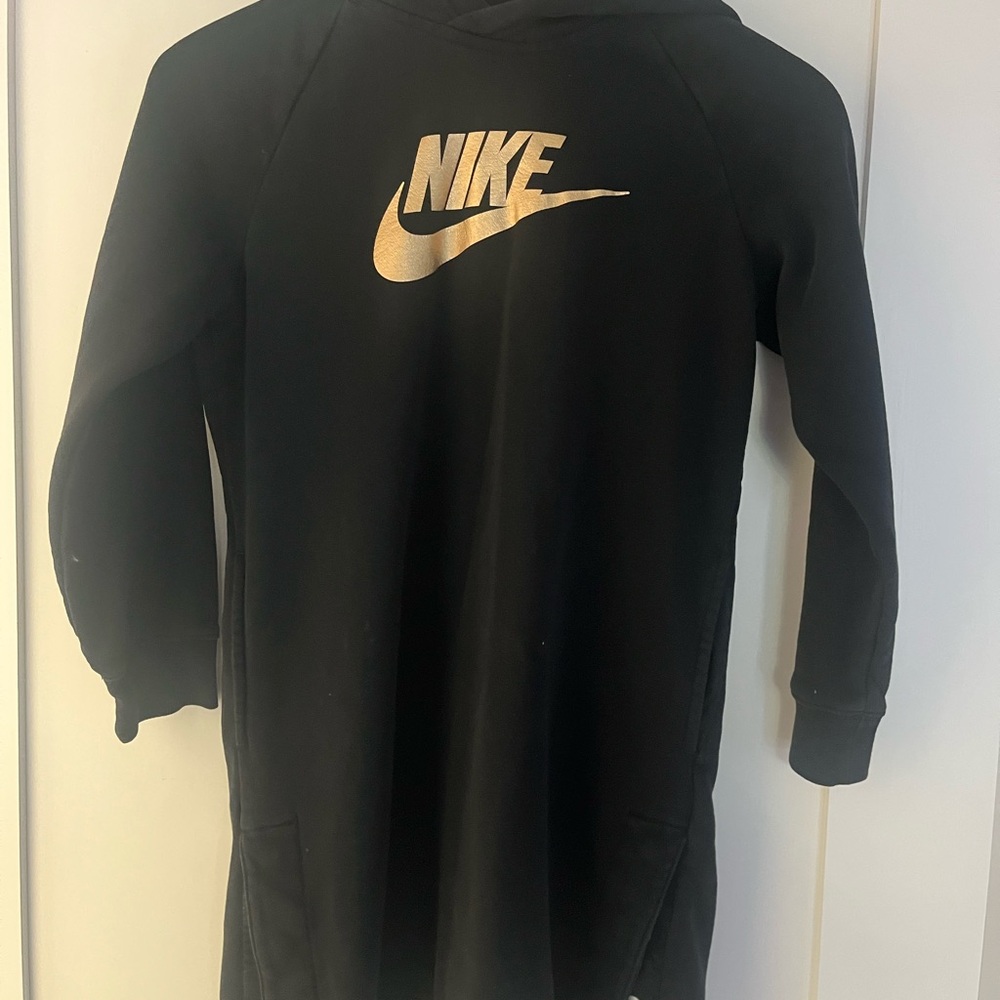 Nike Kids Black Hoodie with Gold Logo